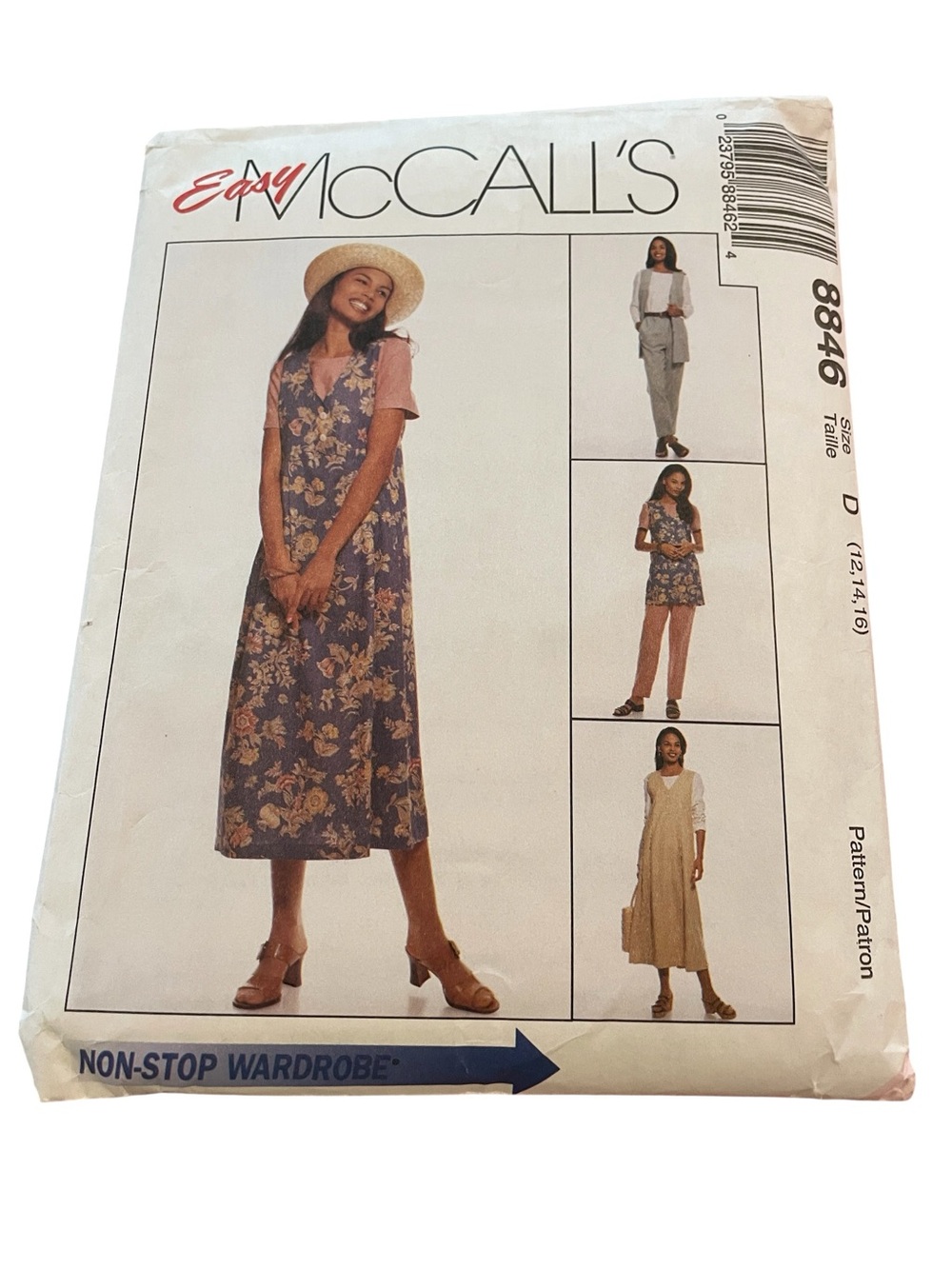 McCall’s  Easy 8846 Sewing Pattern Misses Size D 12, 14, 16.  Uncut Factory Fold